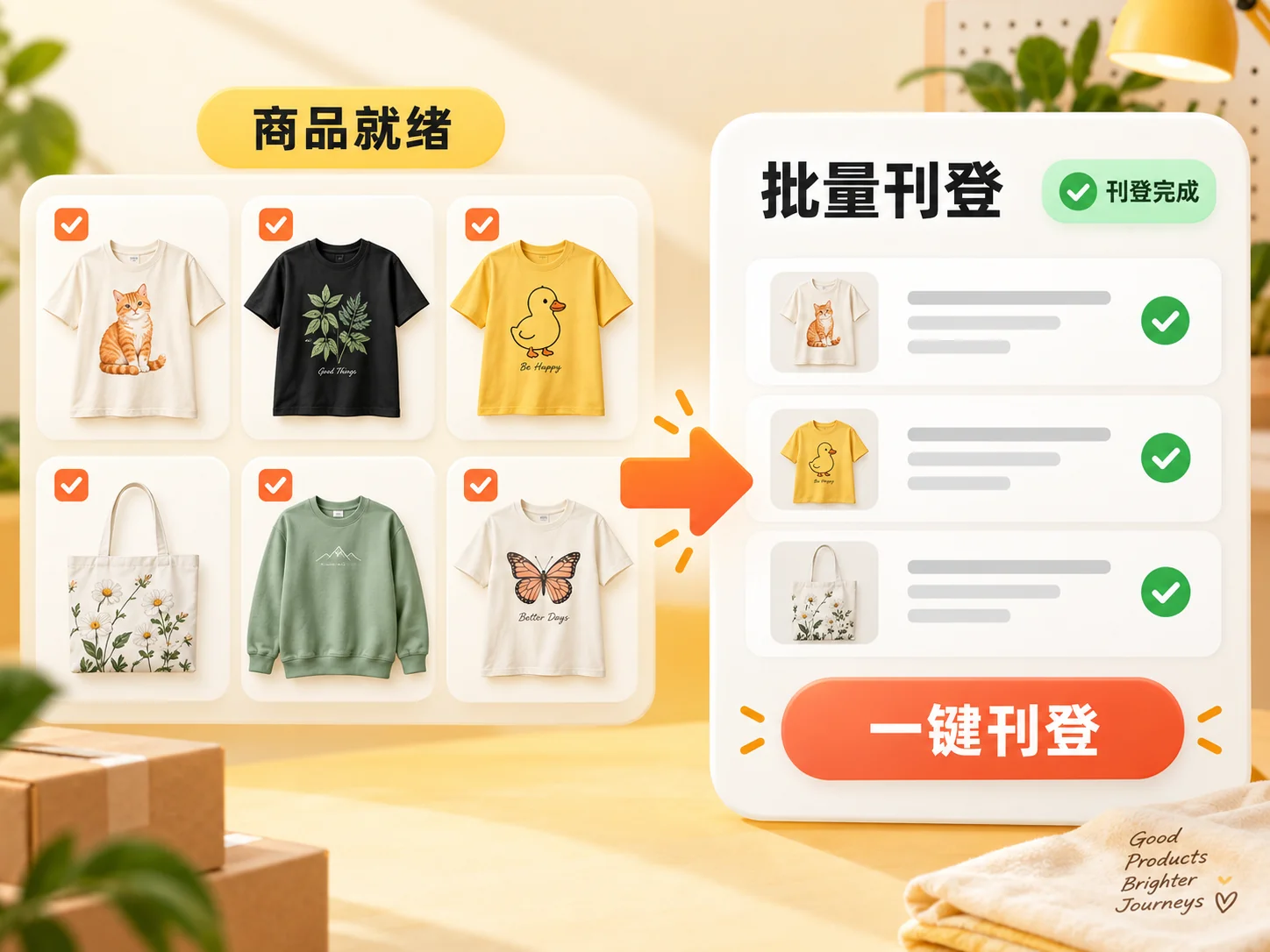 Selecting products, completing product details and publishing listings in bulk